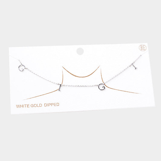 Madeline Love Rhodium White Gold Dipped GIGI Metal Message Pendant Necklace - Necklaces
