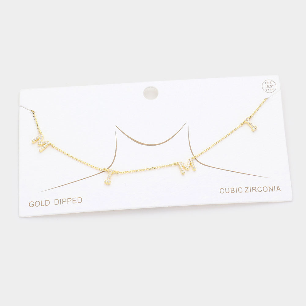 Madeline Love Gold Gold Dipped CZ MIMI Message Pendant Necklace - Necklaces