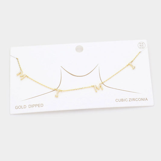 Madeline Love Gold Gold Dipped CZ MIMI Message Pendant Necklace - Necklaces