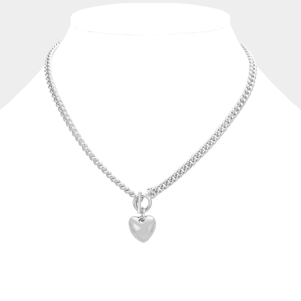 Madeline Love Rhodium Heart pendant toggle necklace - Jewelry