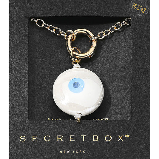 Madeline Love Gold SECRET BOX_14K Gold Dipped Interchangeable Evil Eye Printed Ceramic Ball Pendant Necklace - Jewelry