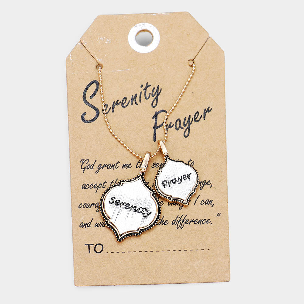 Madeline Love Gold, Silver 'Serenity Prayer' Moroccan Shape Metal Pendant Necklace - Necklaces