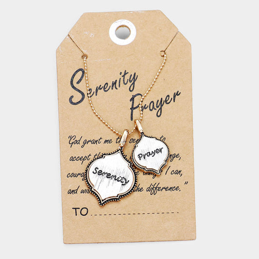 Madeline Love Gold, Silver 'Serenity Prayer' Moroccan Shape Metal Pendant Necklace - Necklaces