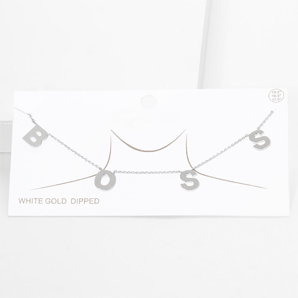 Madeline Love Rhodium BOSS White Gold Dipped Message Pendant Necklace - Necklaces