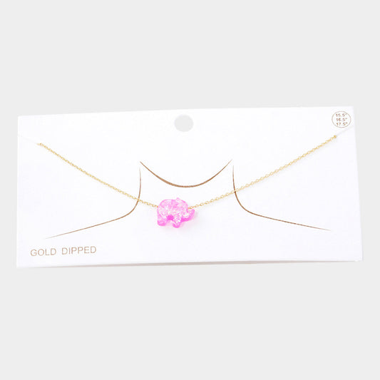 Madeline Love Fuchsia Gold Dipped Glitter Elephant Pendant Necklace - Necklaces
