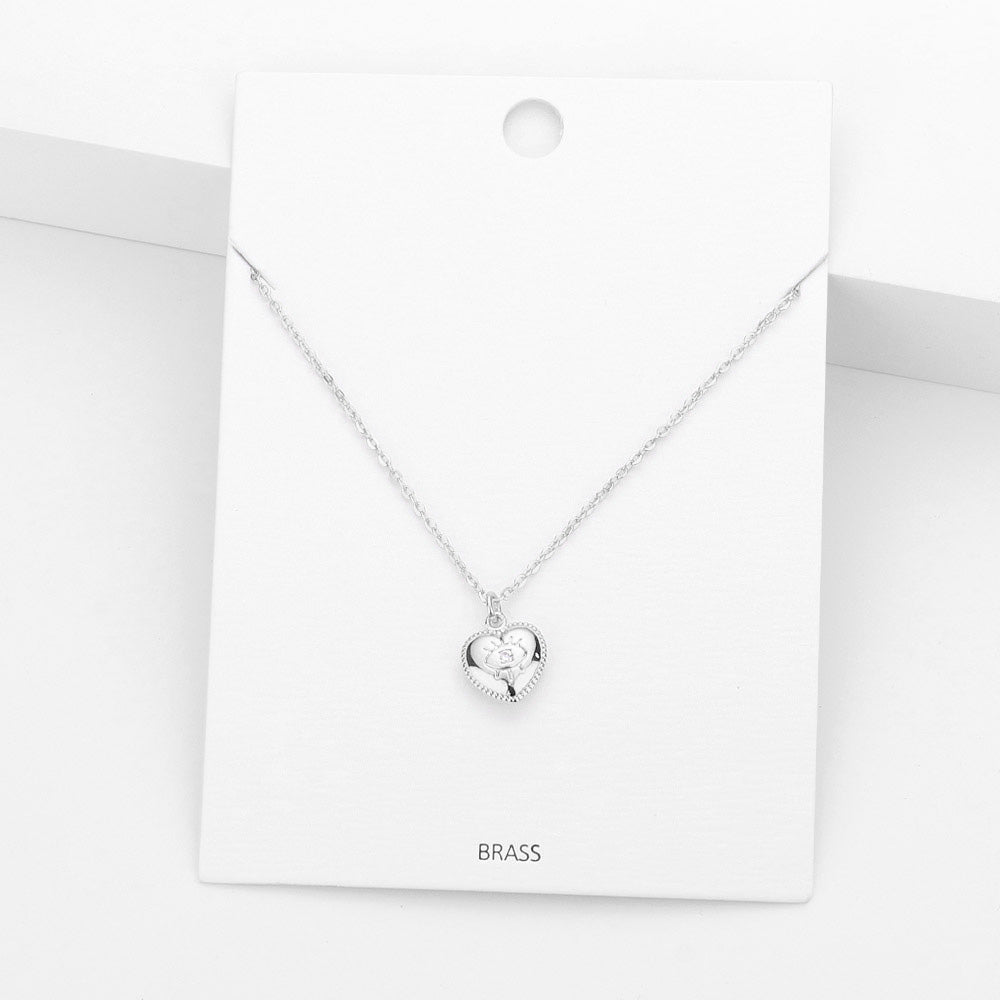 Madeline Love Rhodium Stone Centered Evil Eye Detailed Brass Metal Heart Pendant Necklace - Necklaces