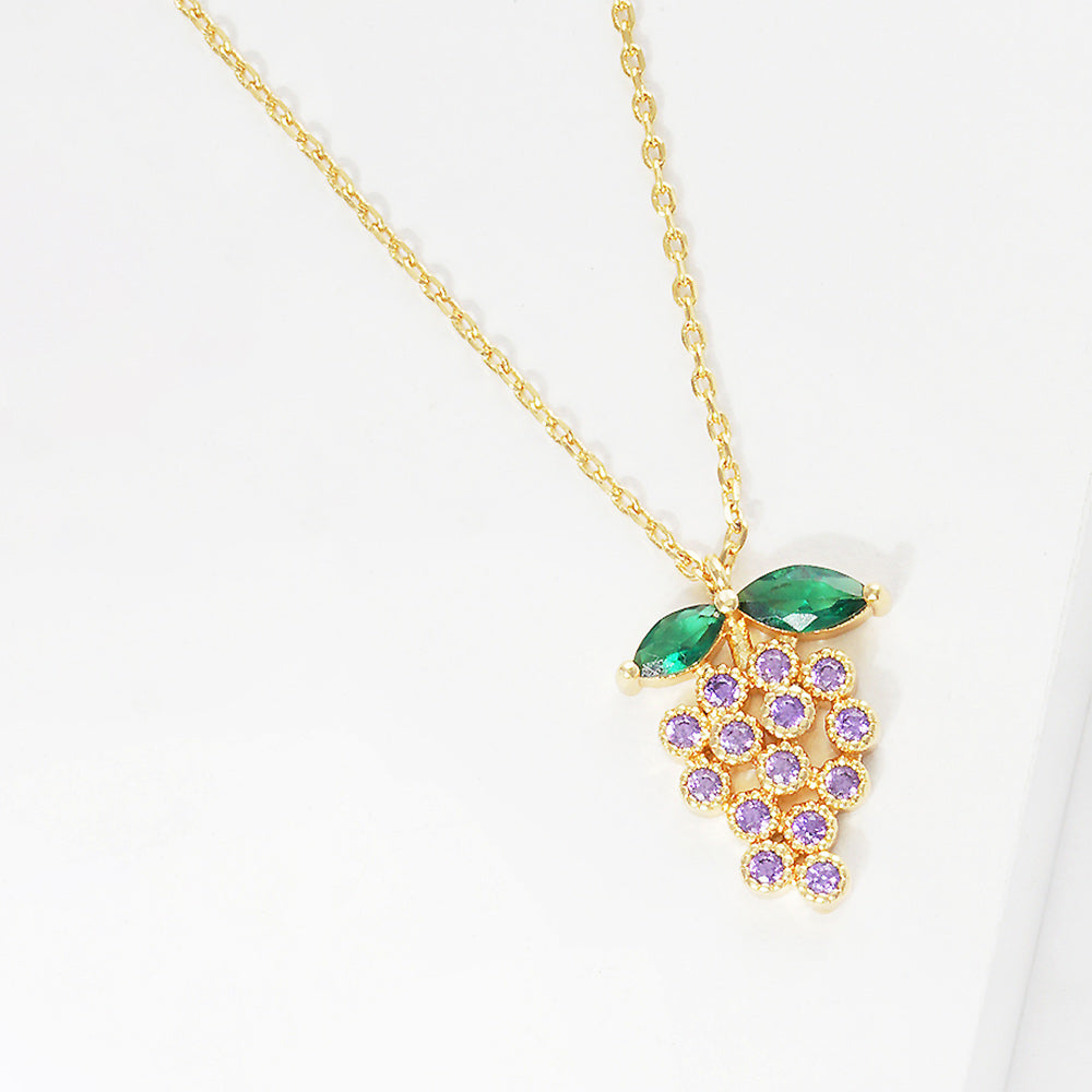 Madeline Love Gold, Purple Gold Dipped CZ Grape Pendant Necklace - Necklaces