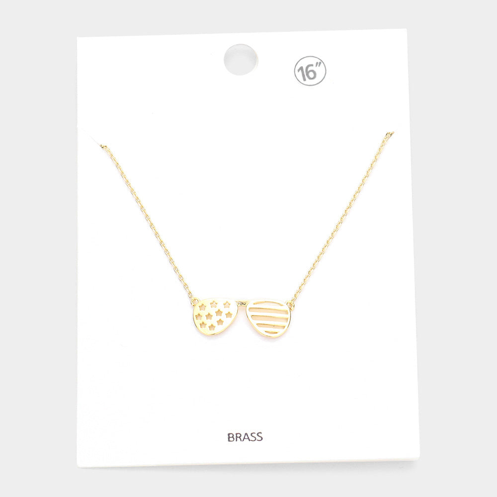Madeline Love Gold Brass Metal Sunglasses Pendant Necklace - Necklaces