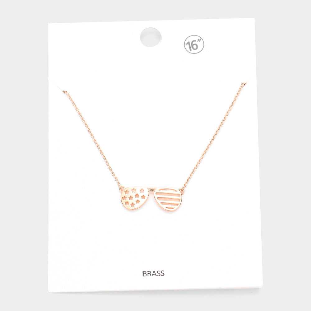 Madeline Love Rose Gold Brass Metal Sunglasses Pendant Necklace - Necklaces