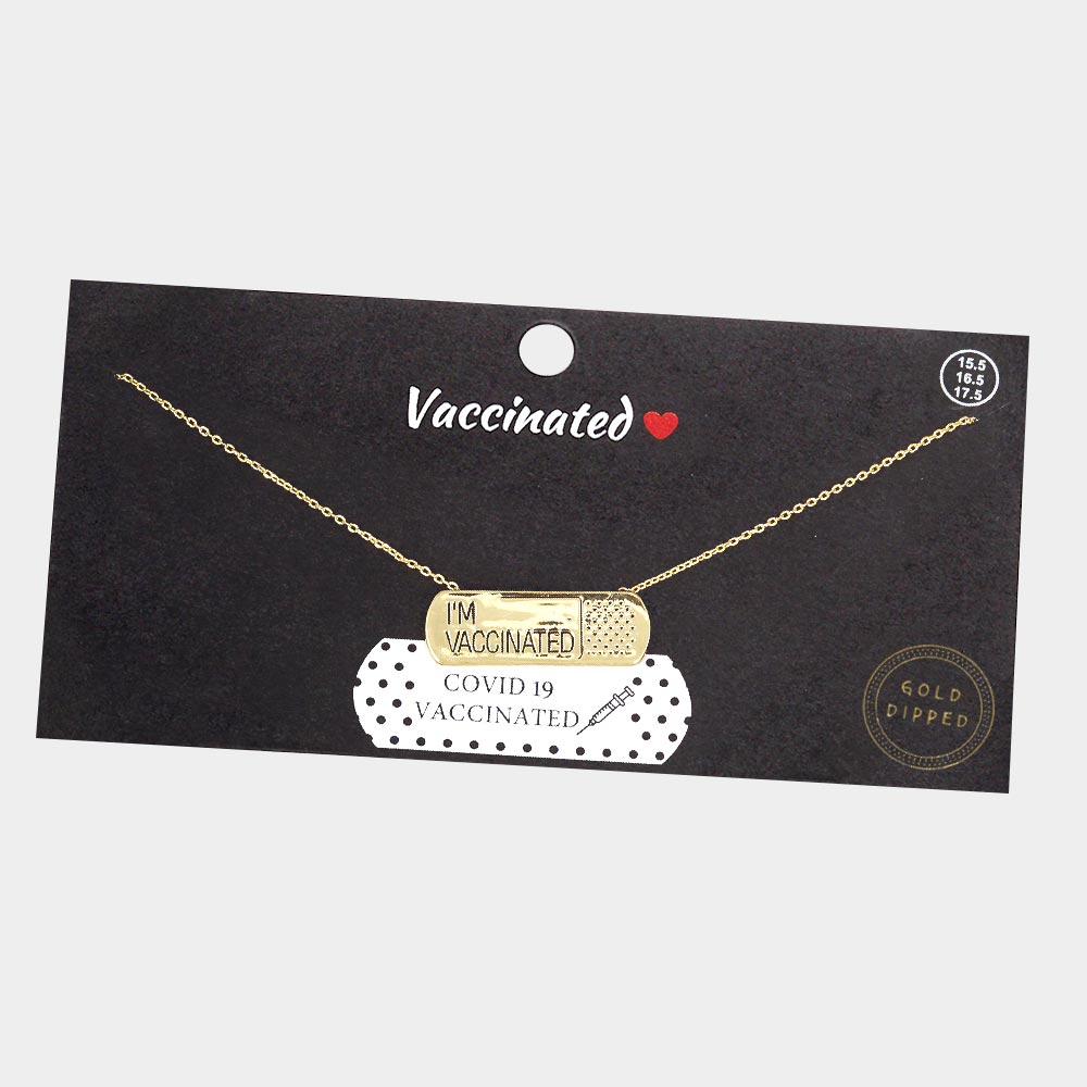 Madeline Love Gold I AM VACCINATED Gold Dipped Bandage Message Pendant Necklace - Necklaces