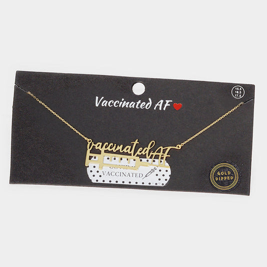 Madeline Love Gold VACCINATED AF Gold Dipped Syringe Needle Message Pendant Necklace - Necklaces