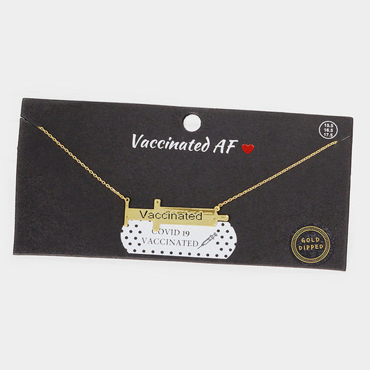 Madeline Love Gold VACCINATED Gold Dipped Syringe Needle Message Pendant Necklace - Necklaces