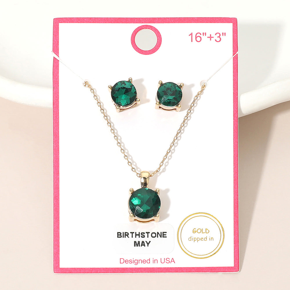 Madeline Love Emerald, Gold MAY - Gold Dipped Birthstone Pendant Necklace - Jewelry