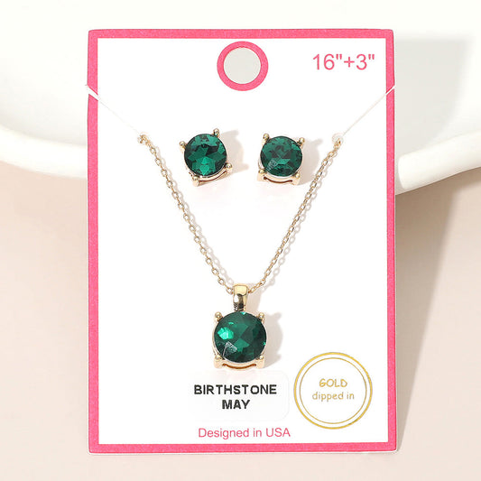 Madeline Love Emerald, Gold MAY - Gold Dipped Birthstone Pendant Necklace - Jewelry
