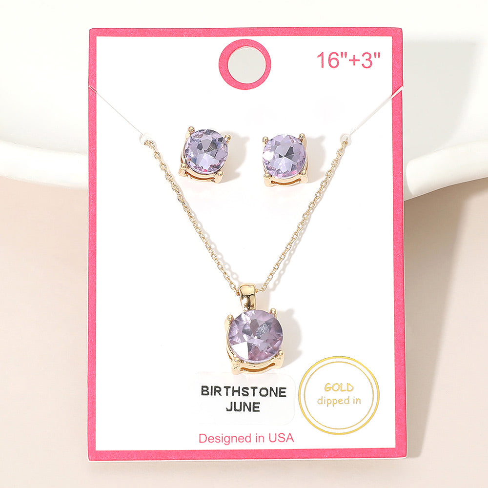 Madeline Love Gold, Lavender JUNE - Gold Dipped Birthstone Pendant Necklace - Jewelry