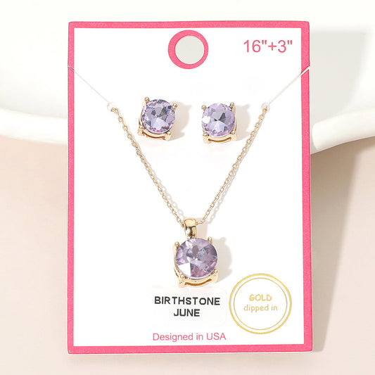 Madeline Love Gold, Lavender JUNE - Gold Dipped Birthstone Pendant Necklace - Jewelry
