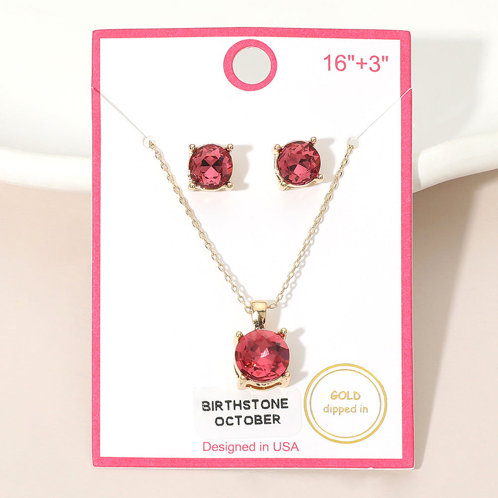 Madeline Love Gold, Rose OCTOBER - Gold Dipped Birthstone Pendant Necklace - Jewelry