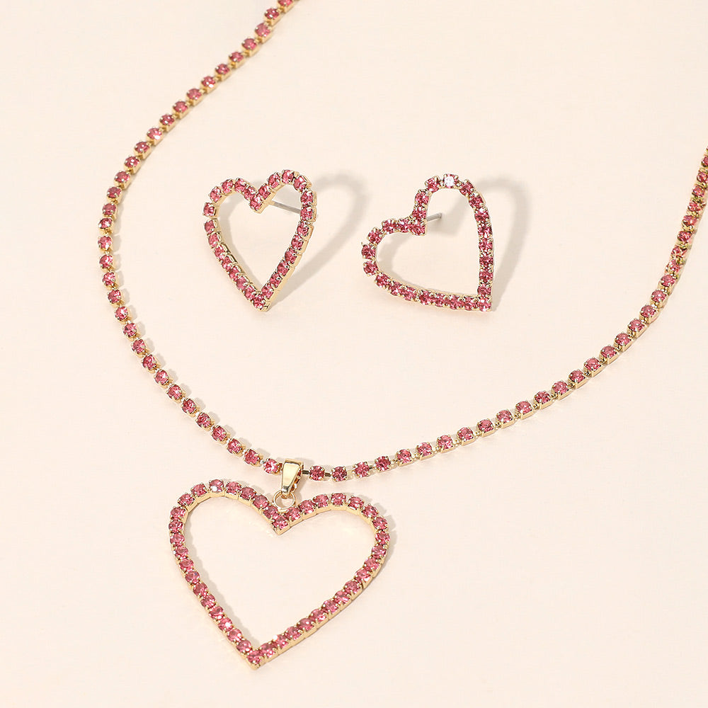 Madeline Love Gold, Pink Gold Dipped Rhinestone Pave Open Heart Pendant Necklace - Jewelry