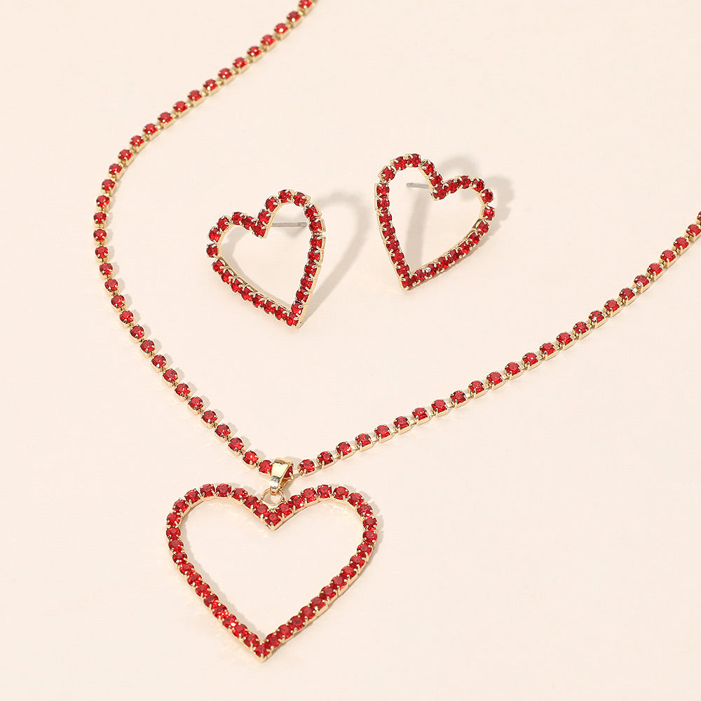 Madeline Love Gold, Red Gold Dipped Rhinestone Pave Open Heart Pendant Necklace - Jewelry