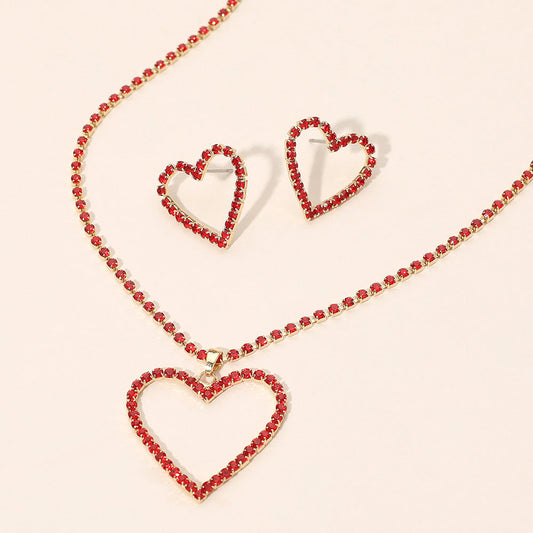 Madeline Love Gold, Red Gold Dipped Rhinestone Pave Open Heart Pendant Necklace - Jewelry