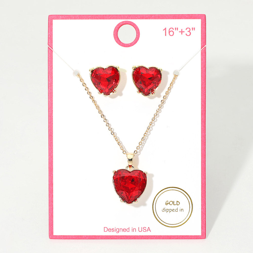 Madeline Love Gold, Siam Gold Dipped Heart Stone Cluster Pendant Necklace - Jewelry