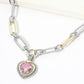 Madeline Love Rose, Two Tone 14K Gold Plated Two Tone Heart CZ Pendant Necklace