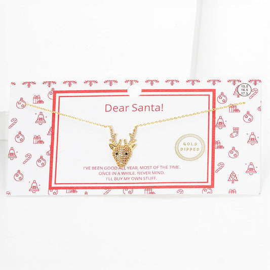 Madeline Love Clear, Gold Gold Dipped CZ Rudolph Pendant Necklace - Jewelry
