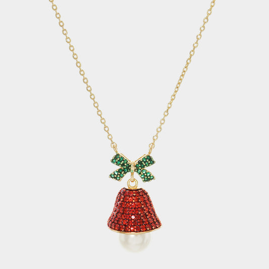 Madeline Love Gold, Multi Gold Dipped Pearl CZ Jingle Bell Pendant Necklace - Necklaces