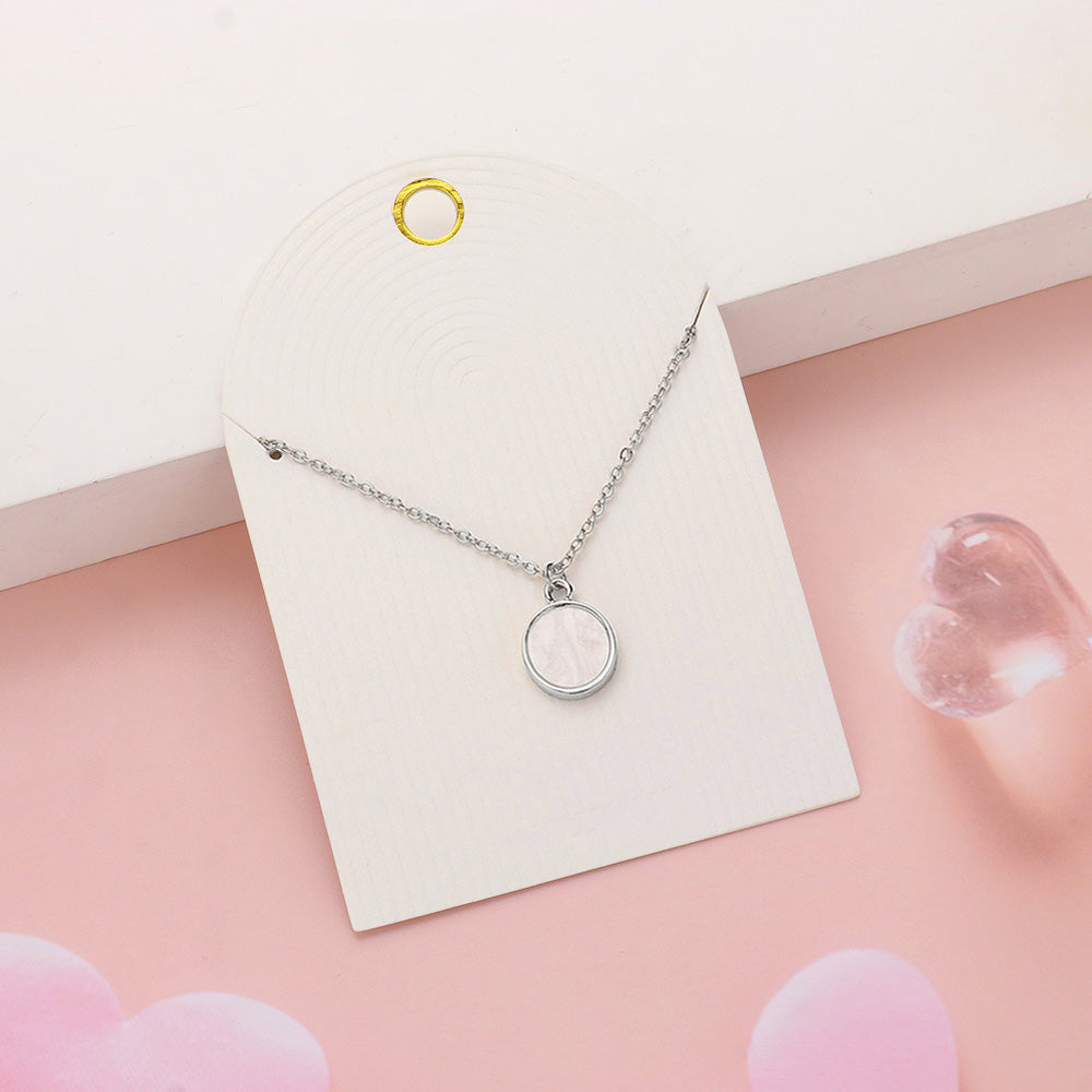 Madeline Love Cream, Mother of Pearl, Silver Mother Of Pearl Disc Pendant Necklace - Jewelry
