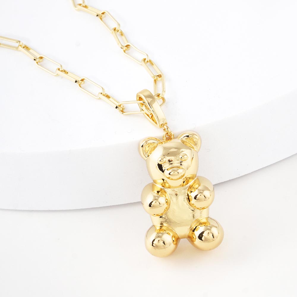 Madeline Love Gold Gold Dipped Brass Metal Bear Pendant Necklace - Necklaces