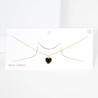 Gold Dipped Enamel Heart Pendant Necklace