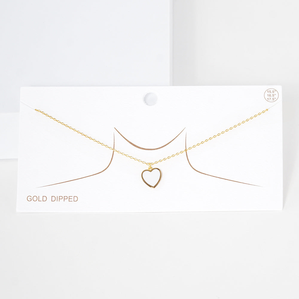 Gold Dipped Enamel Heart Pendant Necklace