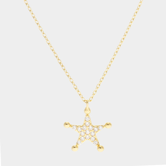 Madeline Love Clear, Gold Gold Dipped CZ Star Pendant Necklace - Jewelry