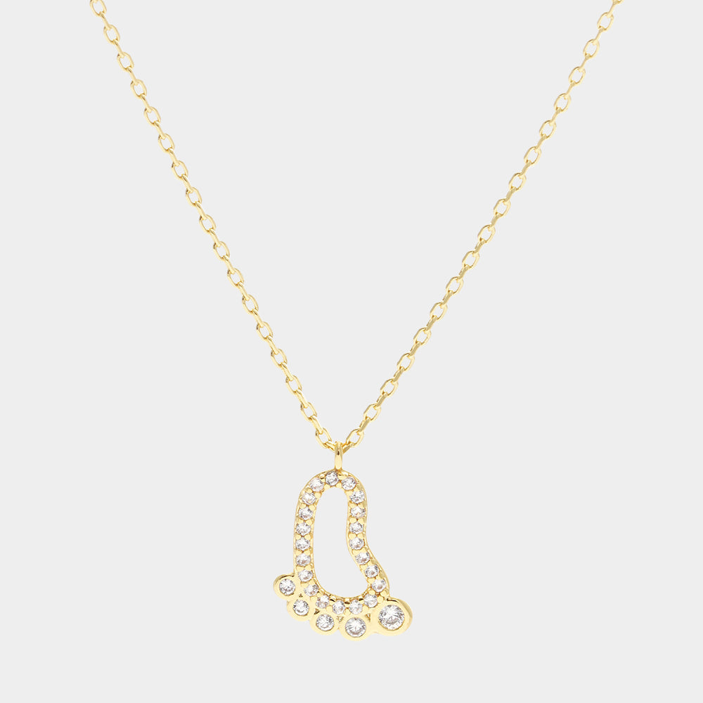 Madeline Love Clear, Gold Gold Dipped CZ Footprint Pendant Necklace - Jewelry