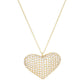 Gold Dipped CZ Embellished Metal Heart Pendant Necklace