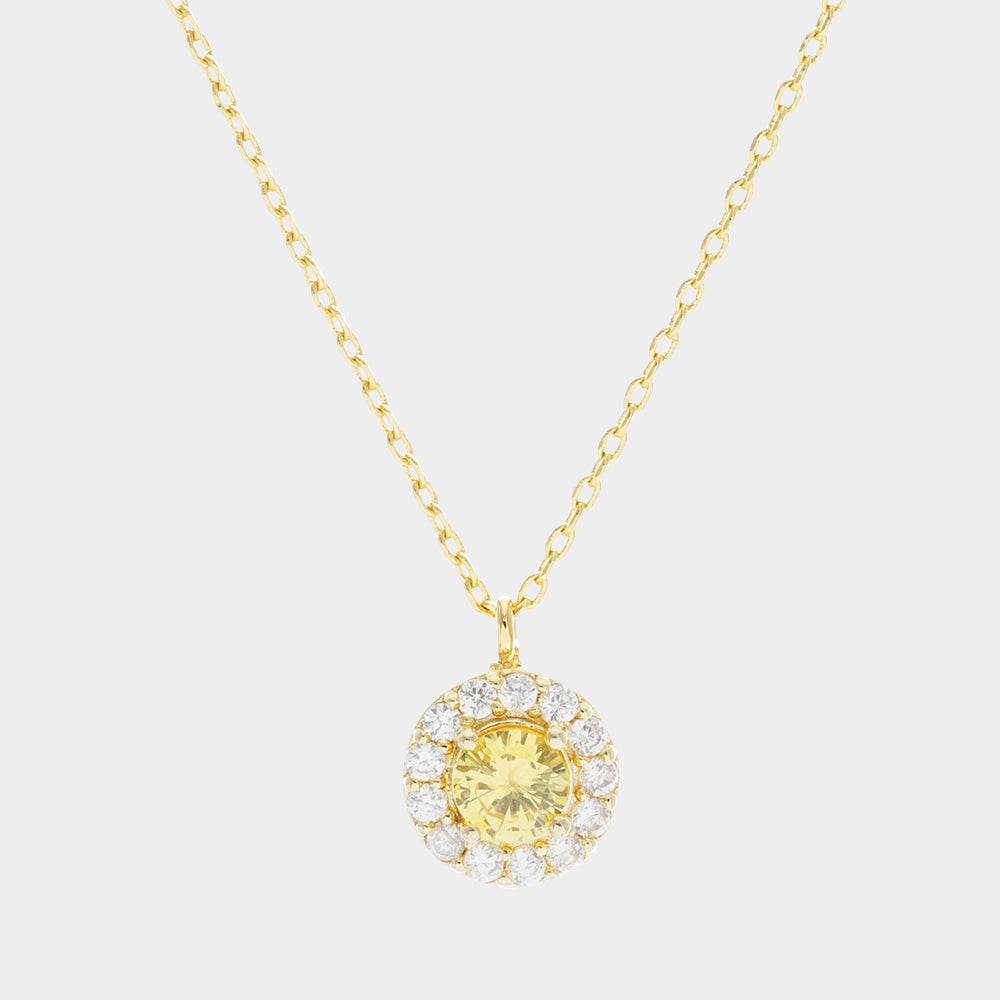 Madeline Love Gold, Yellow Gold Dipped CZ Round Pendant Necklace - Necklaces