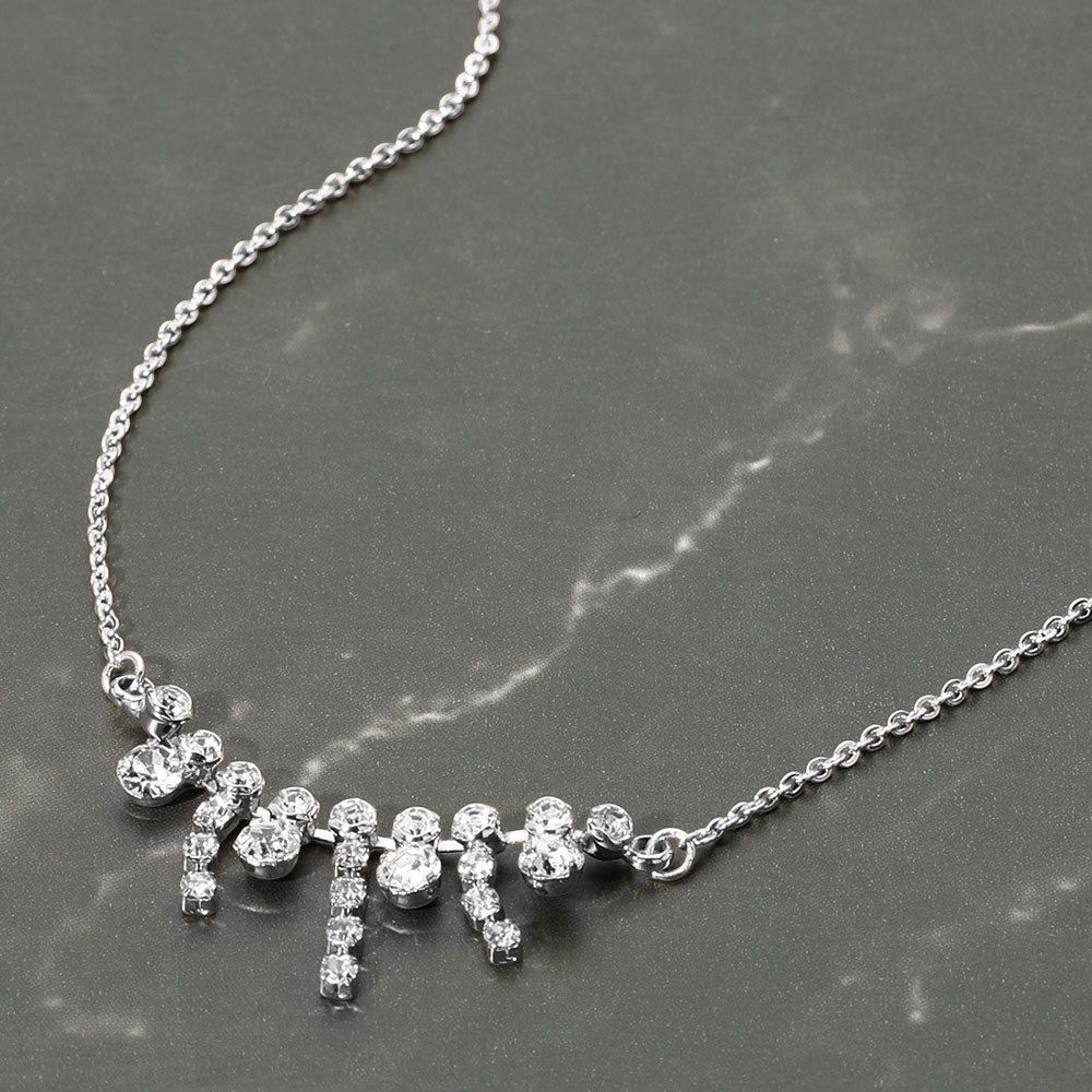 Madeline Love Clear, Rhodium Brass Metal Bubble Stone Pendant Necklace - Necklaces
