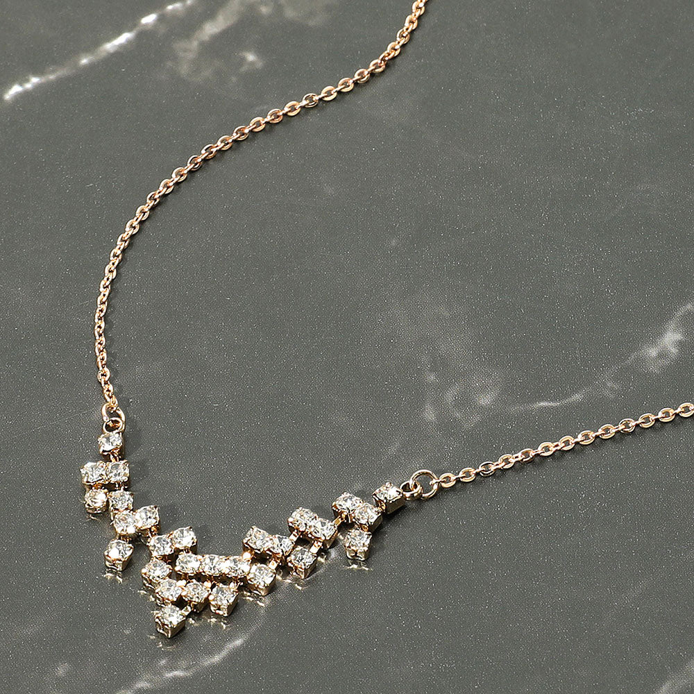 Madeline Love Clear, Gold Brass Metal Rhinestone Pendant Necklace - Necklaces
