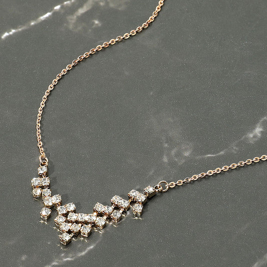 Madeline Love Clear, Gold Brass Metal Rhinestone Pendant Necklace - Necklaces