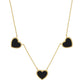 Black Gold Dipped Triple Heart Pendant Necklace adds a touch of romance to any outfit. Crafted with quality and precision, each heart is dipped in genuine gold for a luxurious finish. This necklace is a stunning addition to any jewelry collection, perfect for special occasions or everyday wear.