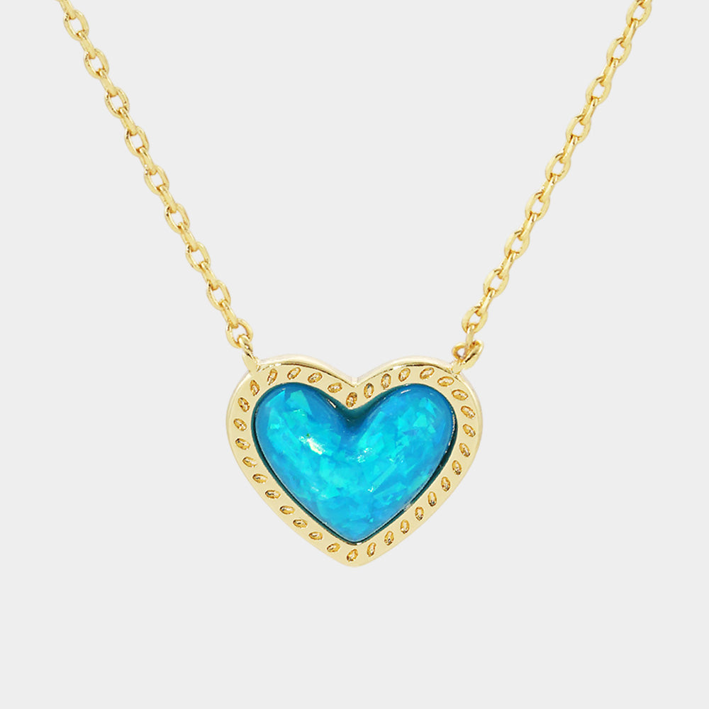 Gold Dipped Heart Stone Pendant Necklace