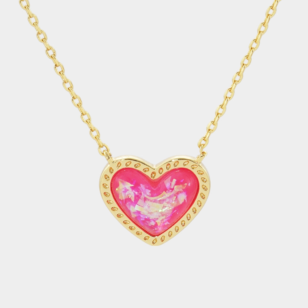 Gold Dipped Heart Stone Pendant Necklace