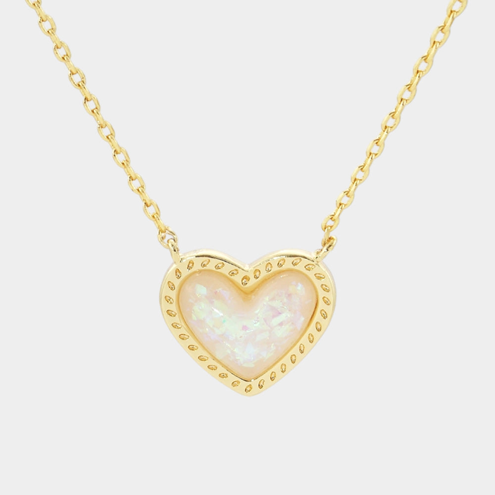 Gold Dipped Heart Stone Pendant Necklace