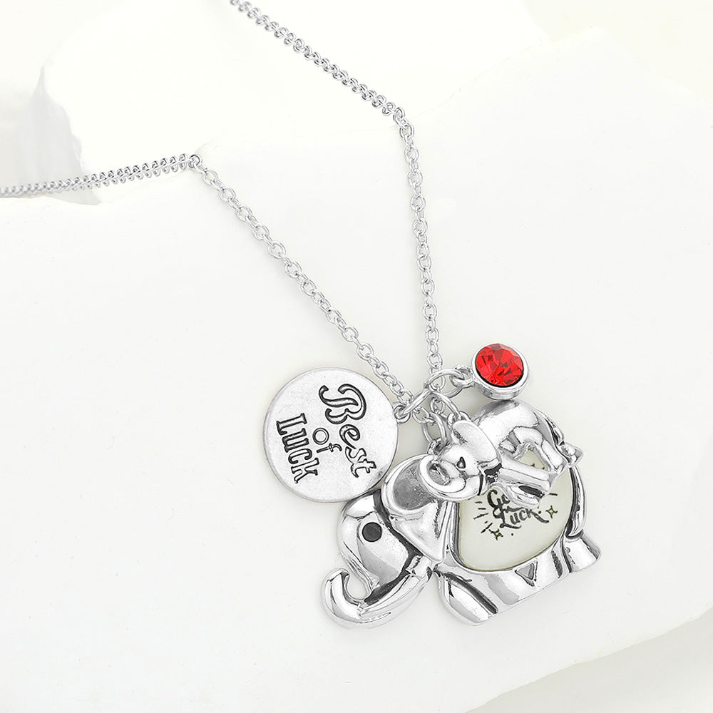 Madeline Love Antique Silver Good Luck Metal Elephant Pendant Necklace - Necklaces