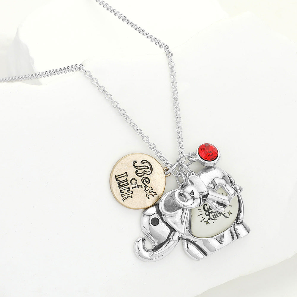 Madeline Love Two Tone Good Luck Metal Elephant Pendant Necklace - Necklaces