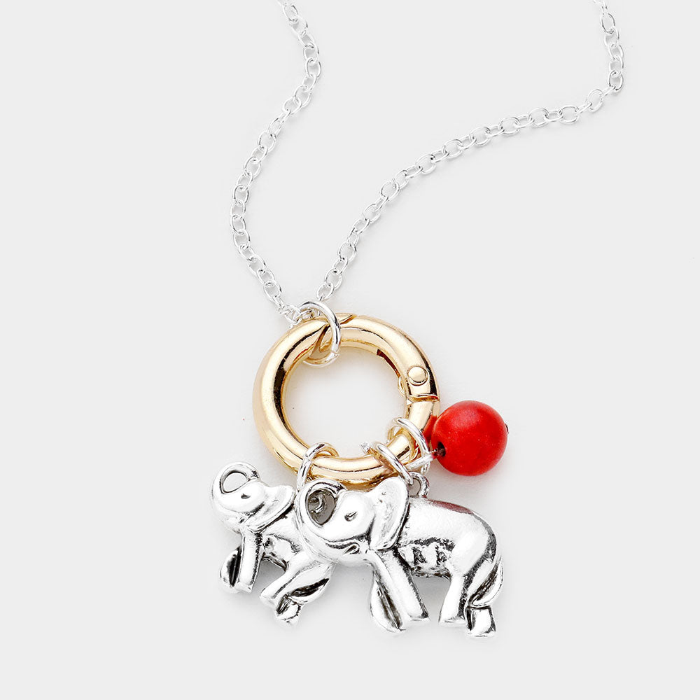 Madeline Love Two Tone Metal Elephant Bead Ball Pendant Necklace - Necklaces