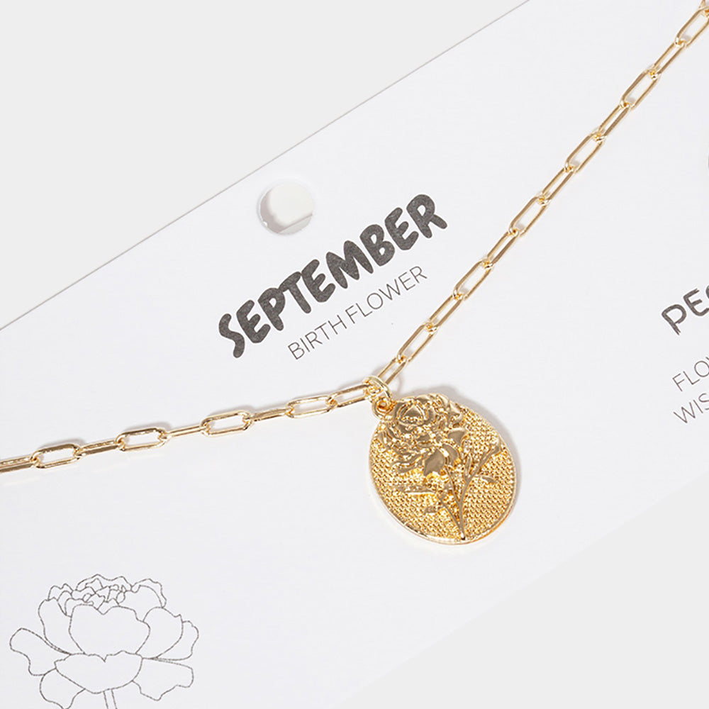 Madeline Love Gold SEPTEMEBER Gold Dipped Birth Flower Pendant Necklace - Necklaces