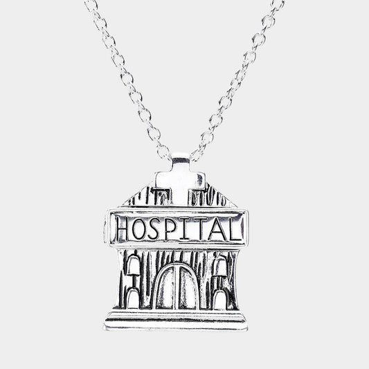 Madeline Love Antique Silver Antique Metal Hospital Pendant Necklace - Necklaces