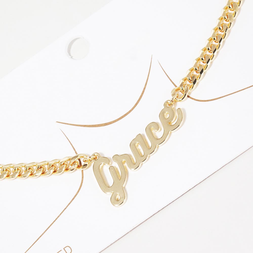 Madeline Love Gold Grace Message Pendant Gold Dipped Metal Necklace - Necklaces