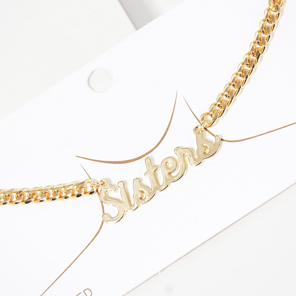 Madeline Love Gold Sister Message Pendant Gold Dipped Metal Necklace - Necklaces